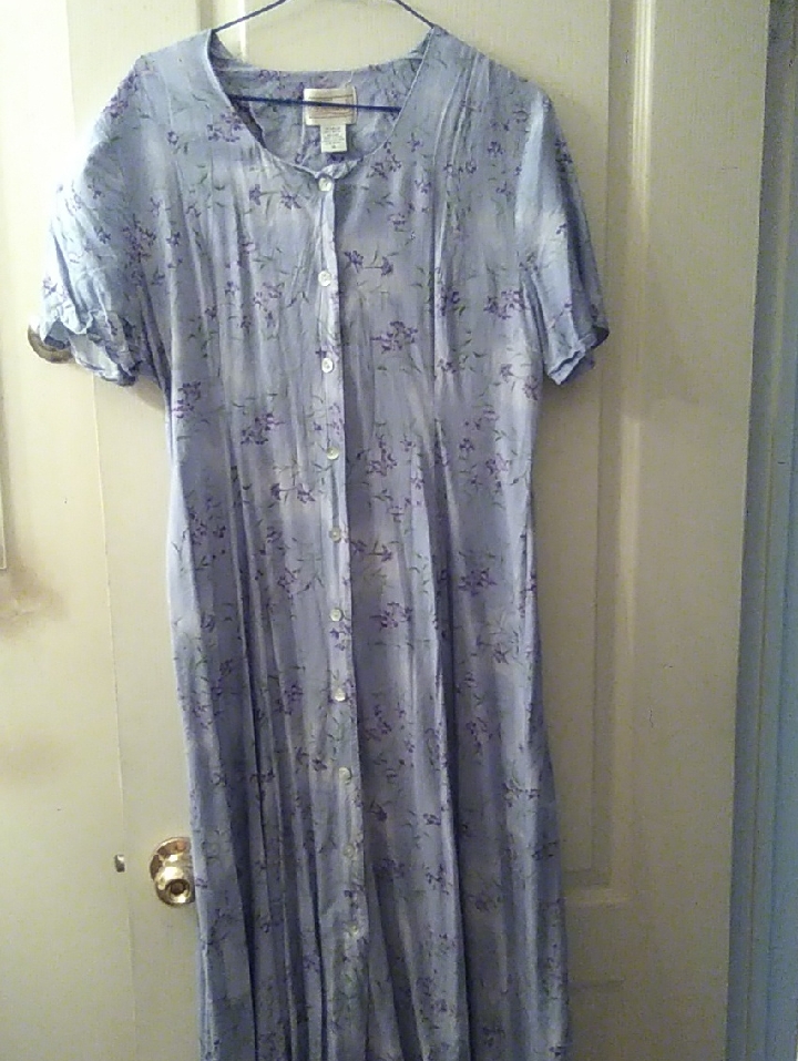 Light Lavender Button-Front Dress With Floral Print